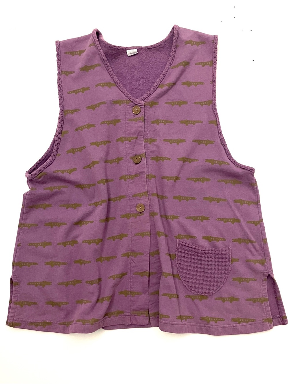 Whimsical Cotton Vest With All Over Alligator/Crocodile Print, Unisex M/L